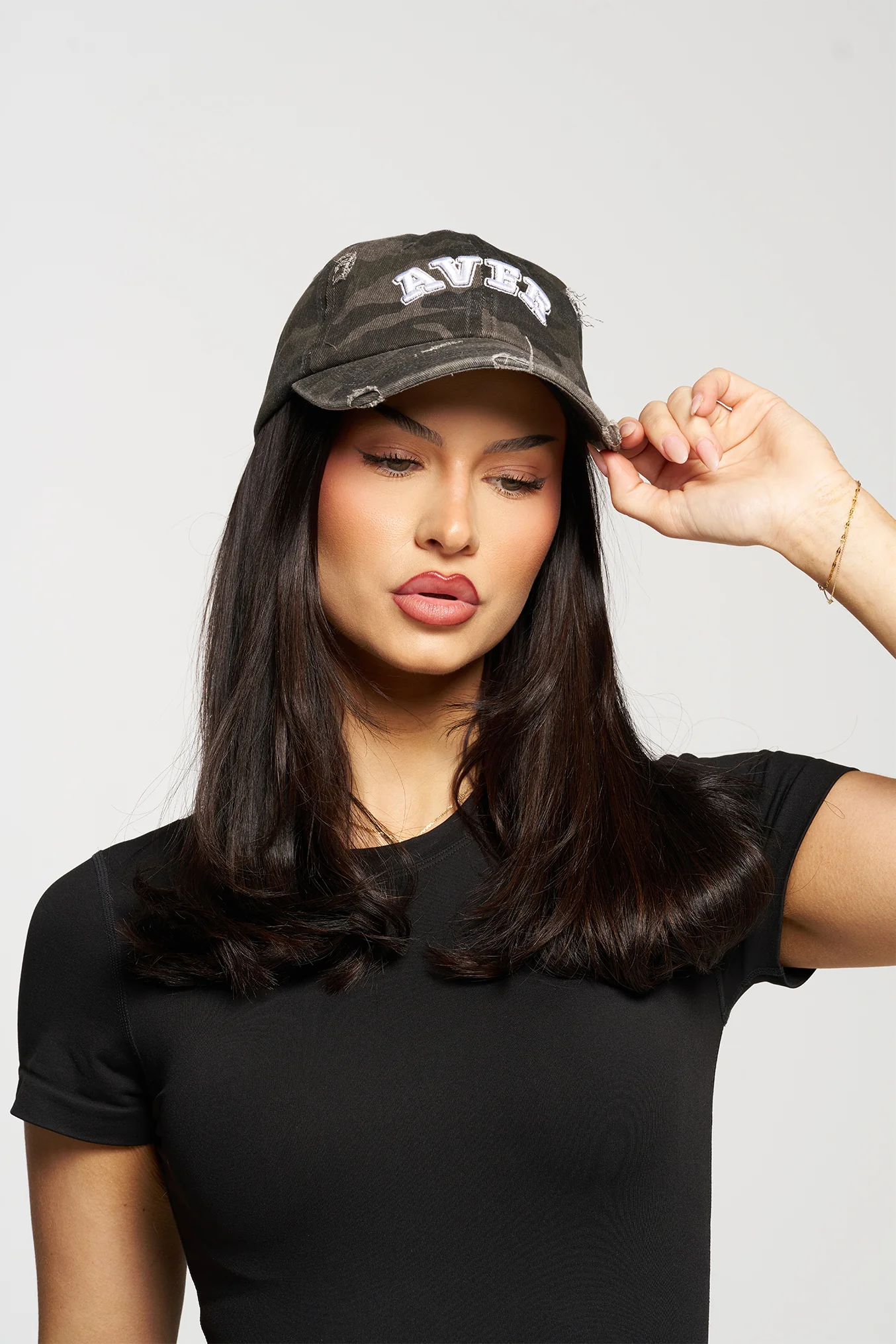 AverĀ® Vintage Cap - Black Camo/White