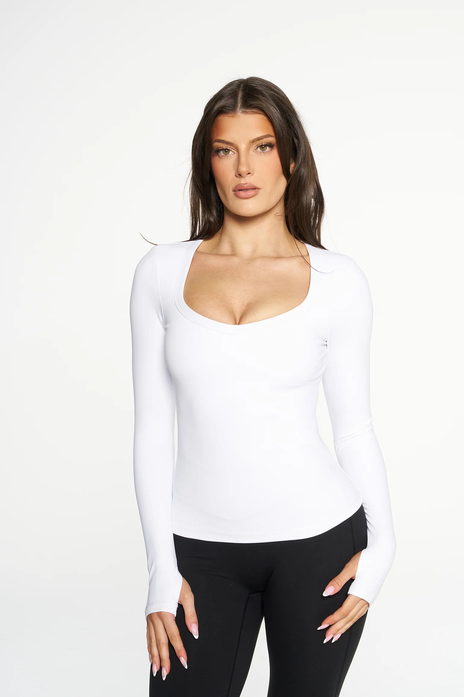 Carly Long Sleeve Top - White - Image 3