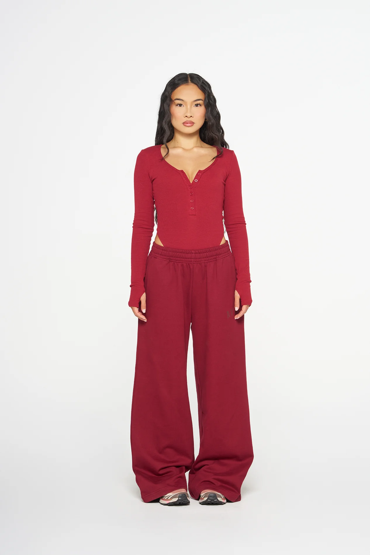 Staple Wide Leg Trackpants - Ruby - Image 4