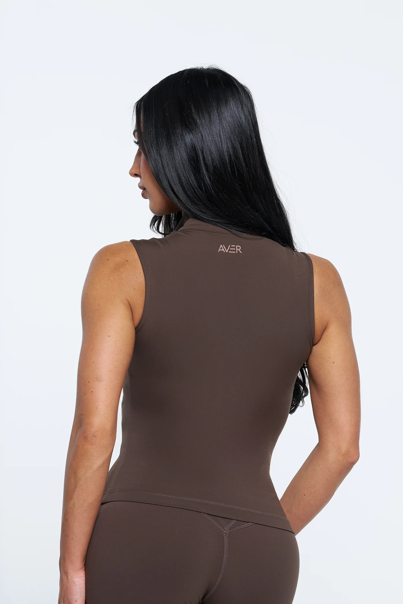 Nia Zip Up Vest - Mocha - Image 2