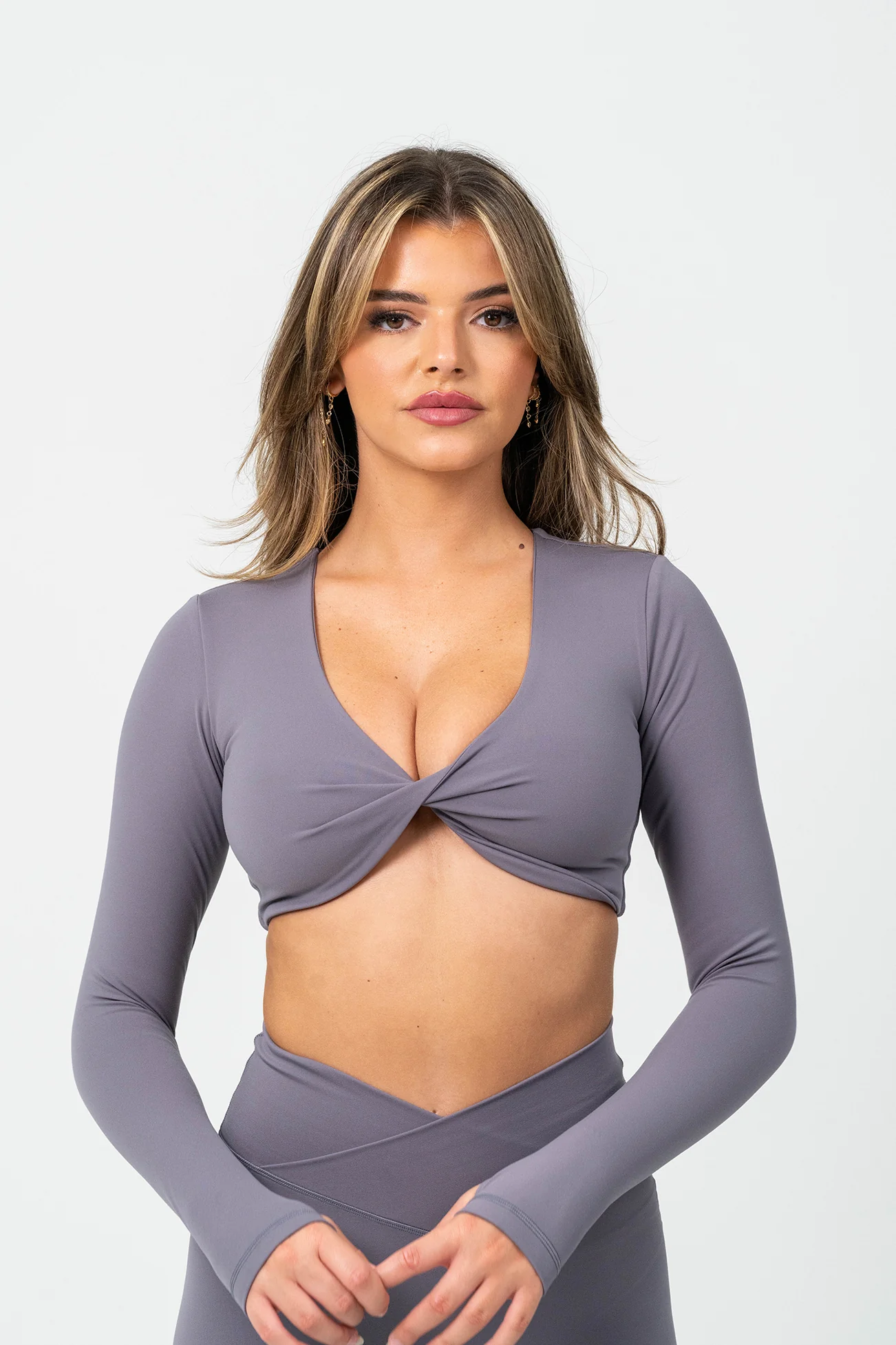 Serene Long Sleeve Crop - Steel