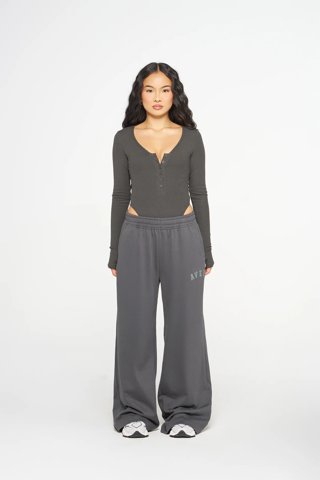 Staple Wide Leg Trackpants - Ash - Image 4