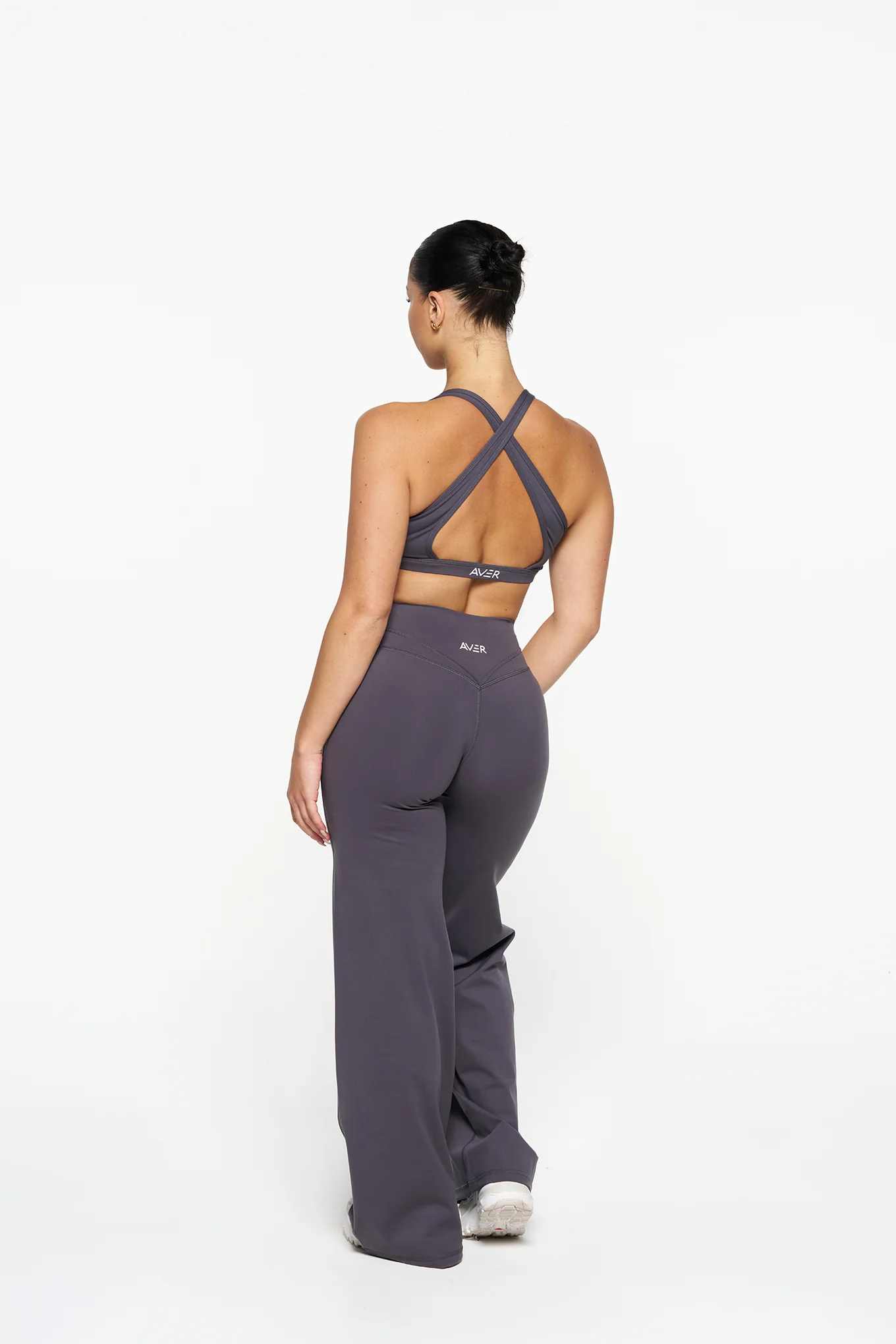 V Front Wide Leg Pants - Slate Grey - Image 4