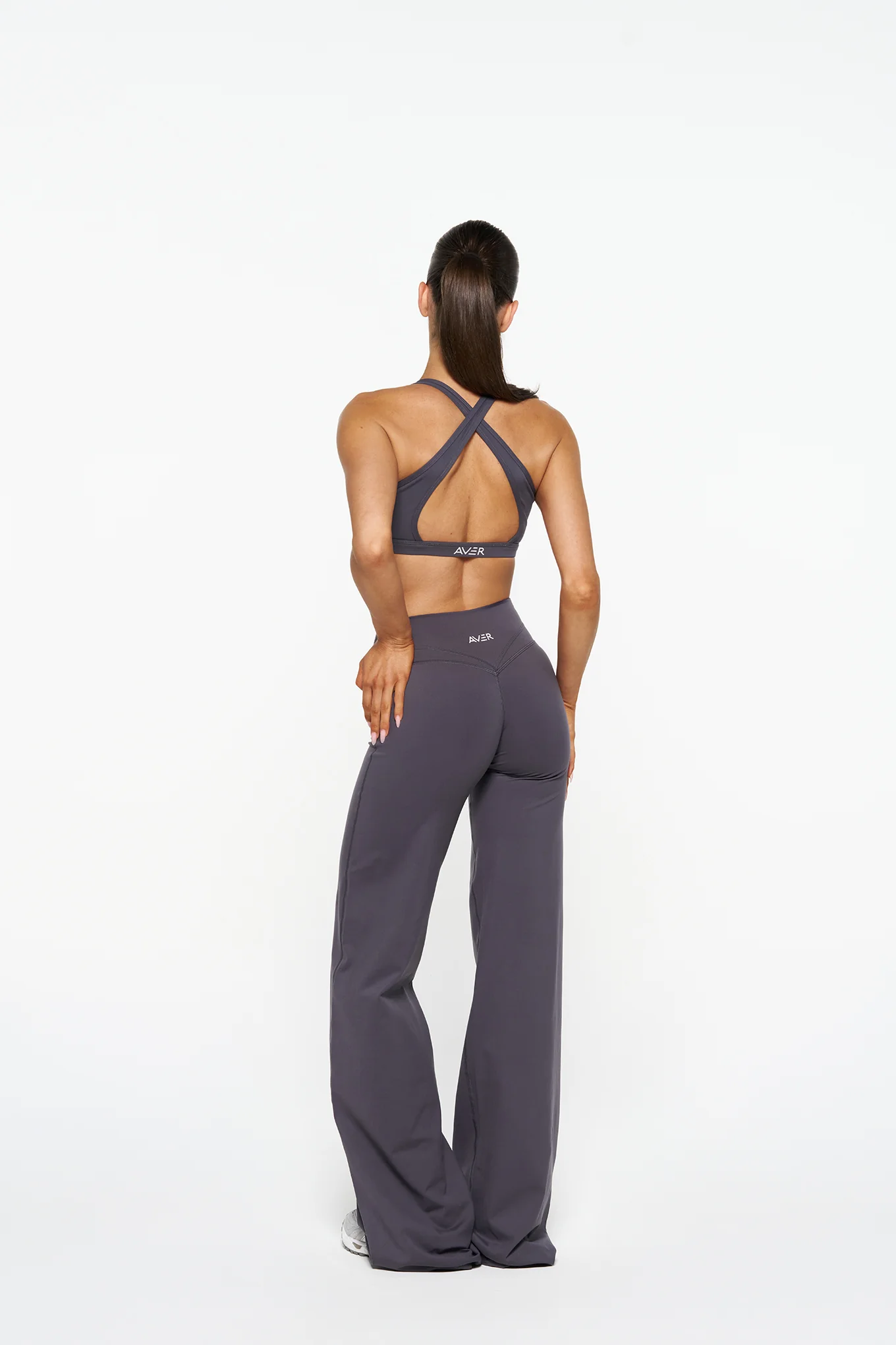 V Front Wide Leg Pants - Slate Grey - Image 6